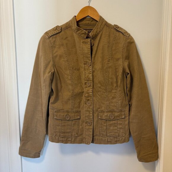 Roots Cargo Military Button Up Lightweight Jacket 90s Brown Size M - Picture 1 of 10